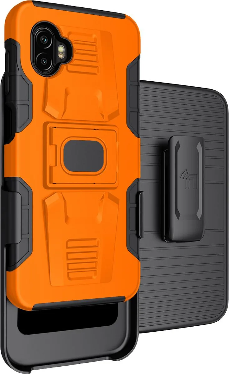 Nakedcellphone Nakedcellphone Magnetic Grip Ring Stand Case + Belt Clip Orange for Samsung Galaxy XCover 6 Pro 2022 — product photo