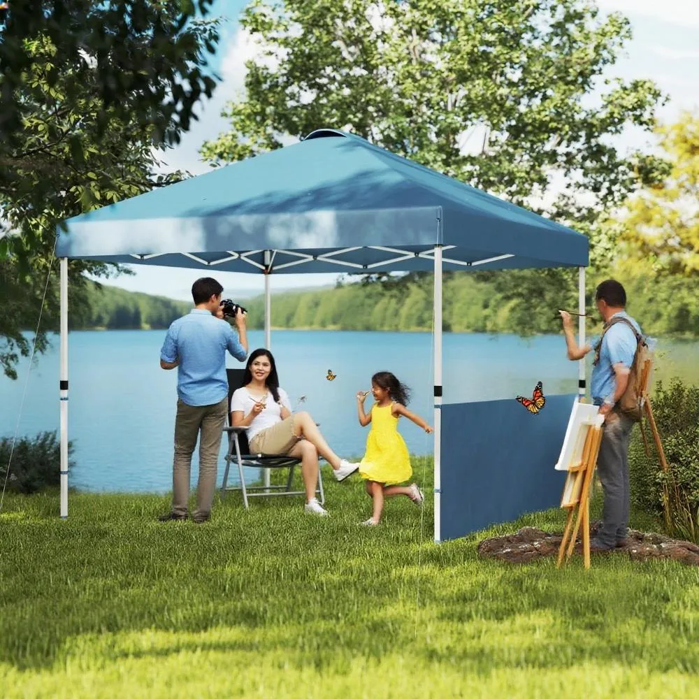 Bullride Bullride 10x10 ft Pop Up Canopy Blue with 2 Half Sidewalls &amp; Wheeled Bag — product photo