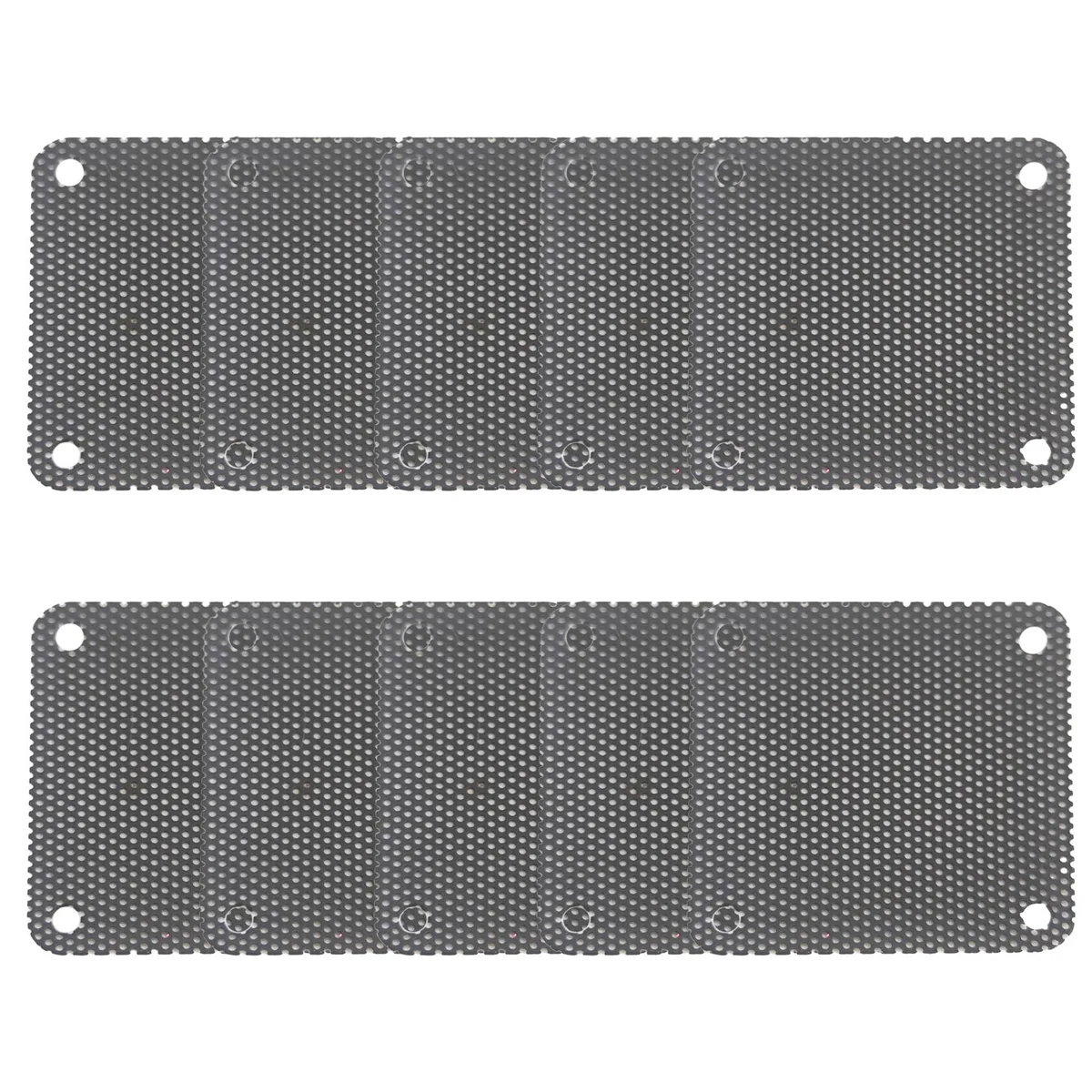 Ten black square PVC mesh filters, fifty millimetres each, ultra-fine weave