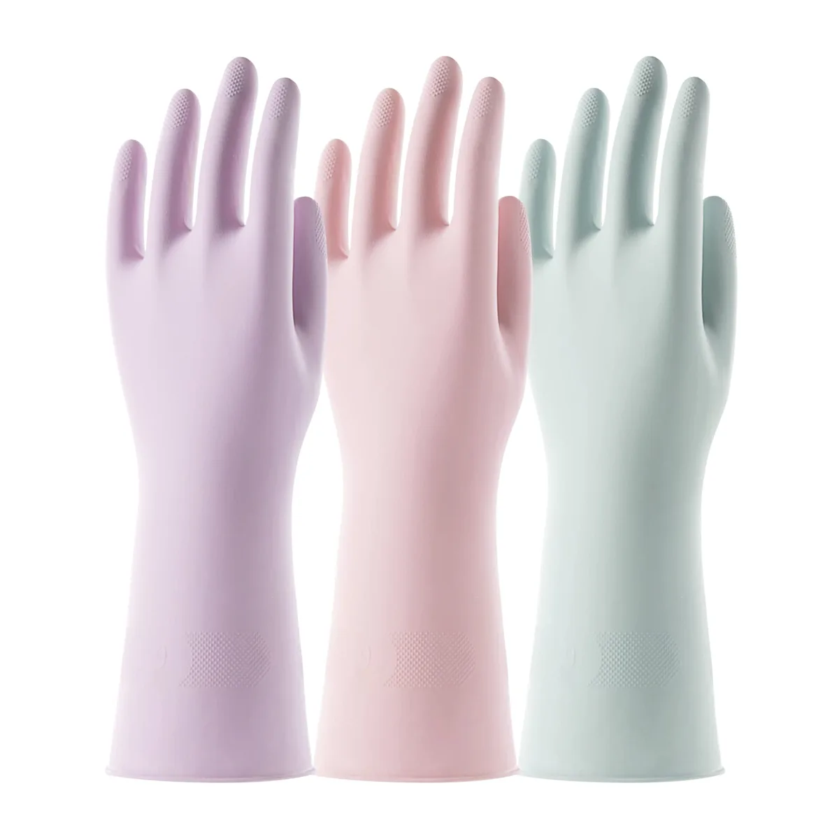  Vibe 09A4L3307D gloves, 3 pairs, size 8, grey, latex, cotton liner, non-slip grip — product photo