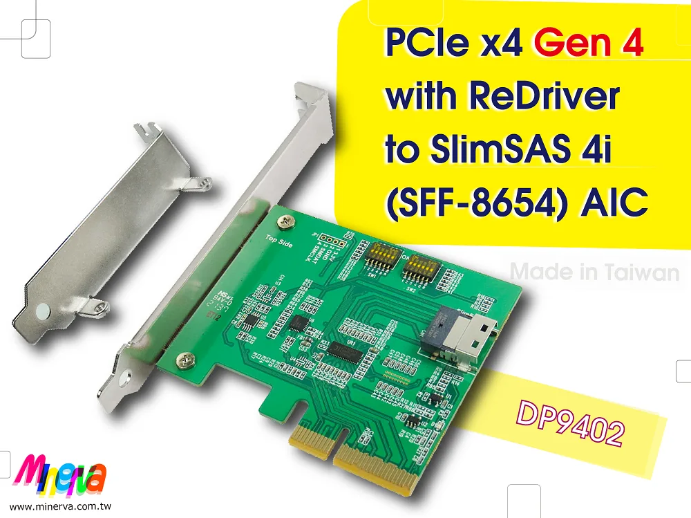Innocard Innocard PCIe x4 Gen4 ReDriver SFF-8654 4i AIC gender changer — product photo