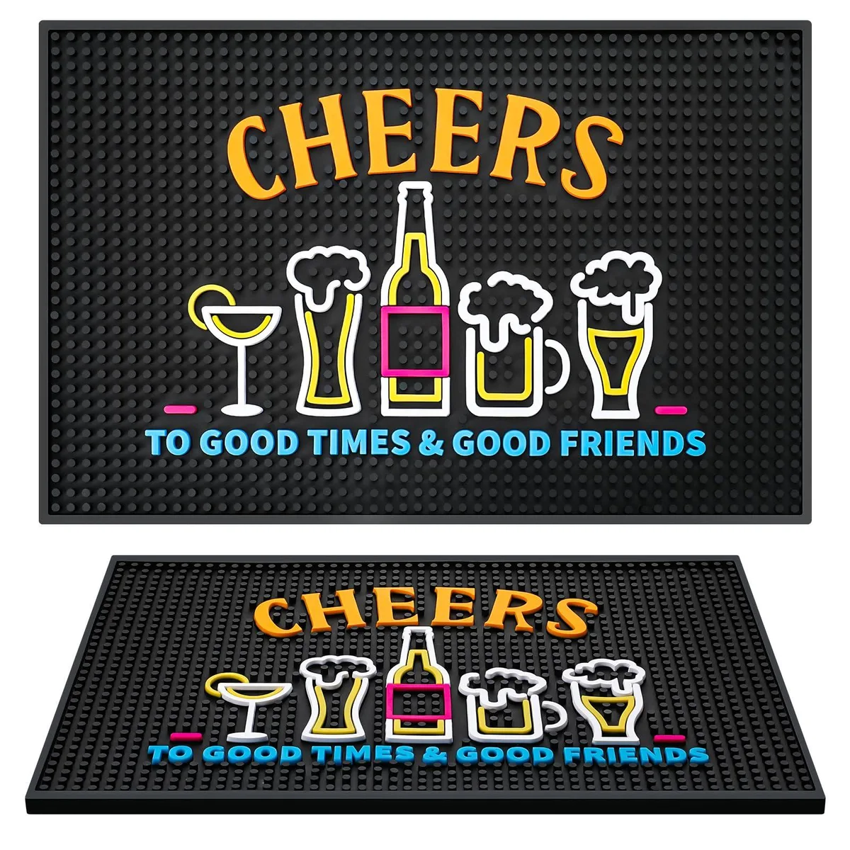 Rectangular fluorescent-patterned silicone bar mat 12 by 18 inches