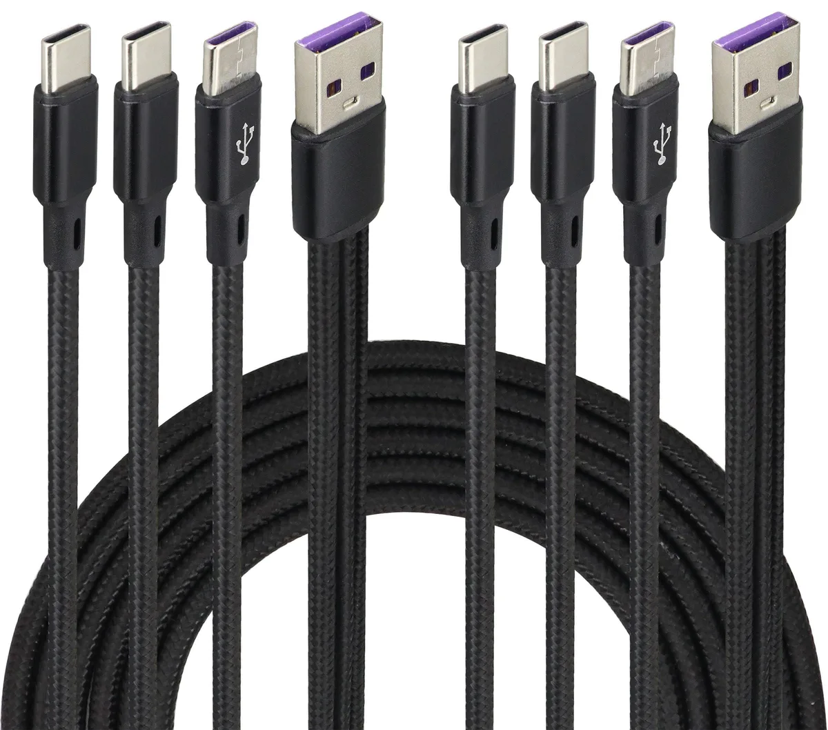 BUCIER BUCIER 2-pack 1.2 m USB-A to 3× USB-C splitter cable black — product photo