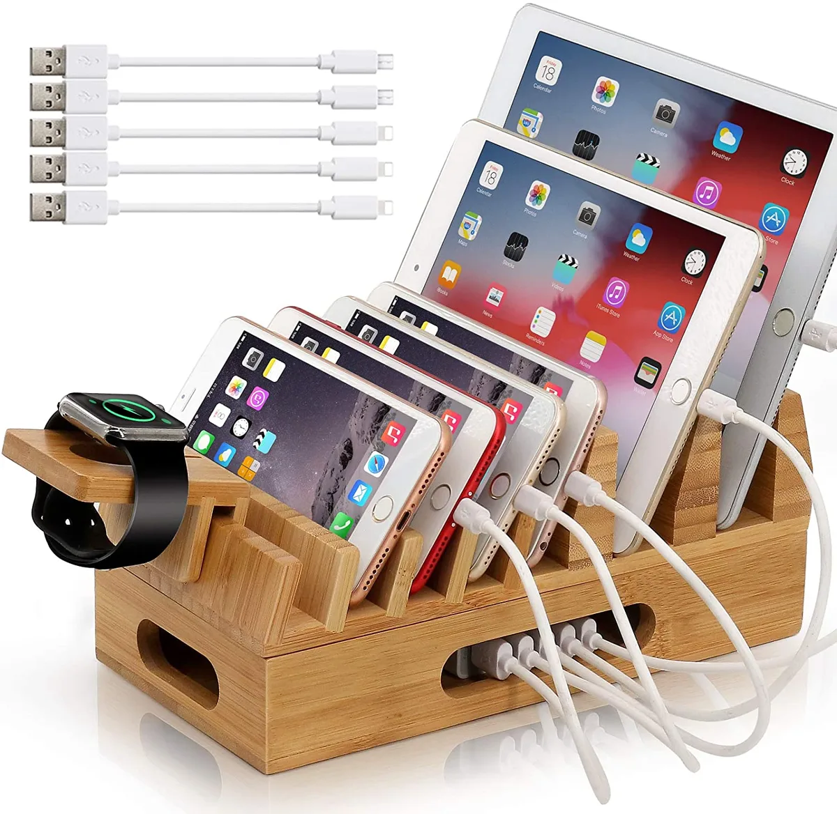 Pezin &amp; Hulin Pezin &amp; Hulin Bamboo Charging Station with Watch Stand — product photo