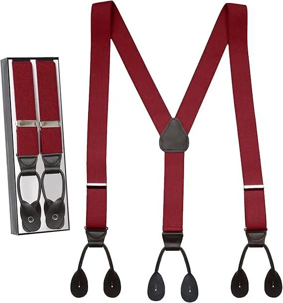 Hold'Em Hold'Em Tuxedo Suspenders Red Tall 54" 1.25" Button End — product photo