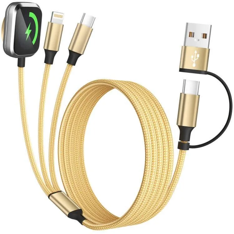  iRing 3-in-2 Charging Cable Samsung Gala Gold 5 ft 2.4A Braided — product photo