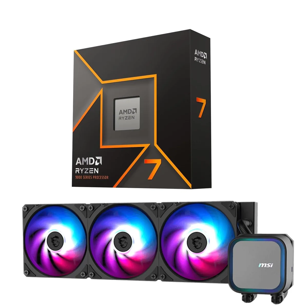 V2 Technologies V2 Technologies AMD Ryzen 7 9700X with MSI MAG Coreliquid A13 360 AIO 2 in 1 accessory — product photo