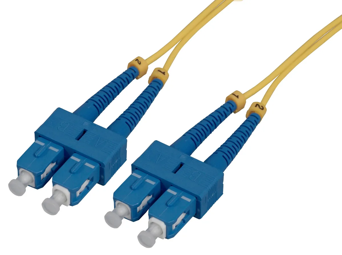 Yellow duplex SC-SC fiber patch cable, 3 m long