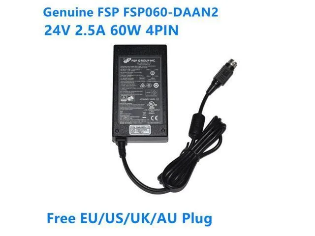 Black rectangular AC adapter with four-pin output connector