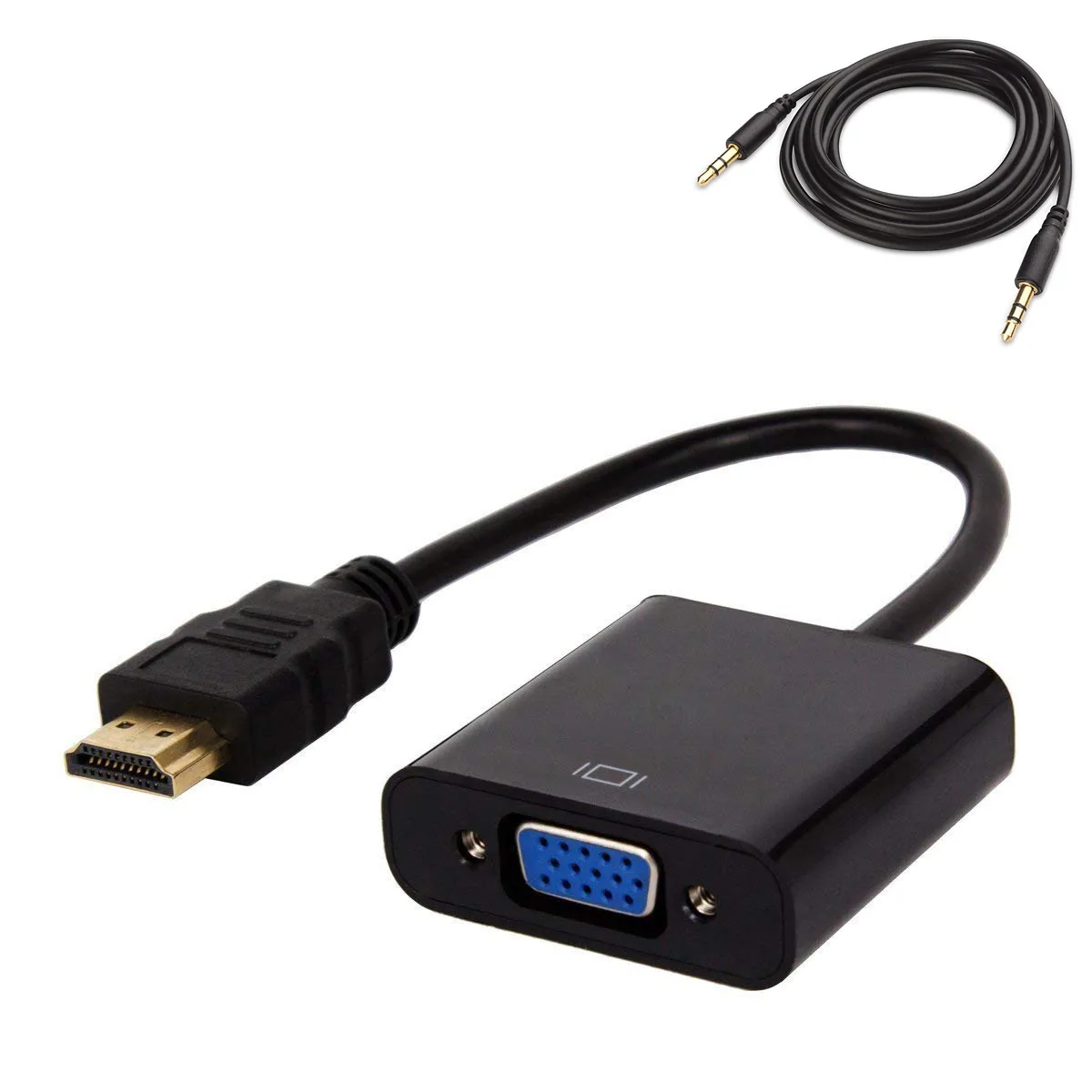 LUOM LUOM HDV101 HDMI to VGA Adapter 3.5mm Audio Jack Male Female Black — product photo