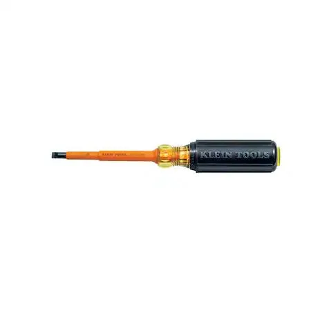 Klein Tools Klein Tools 409-602-4-INS insulated hand screwdriver slotted 1/4" 4 in round shank — product photo