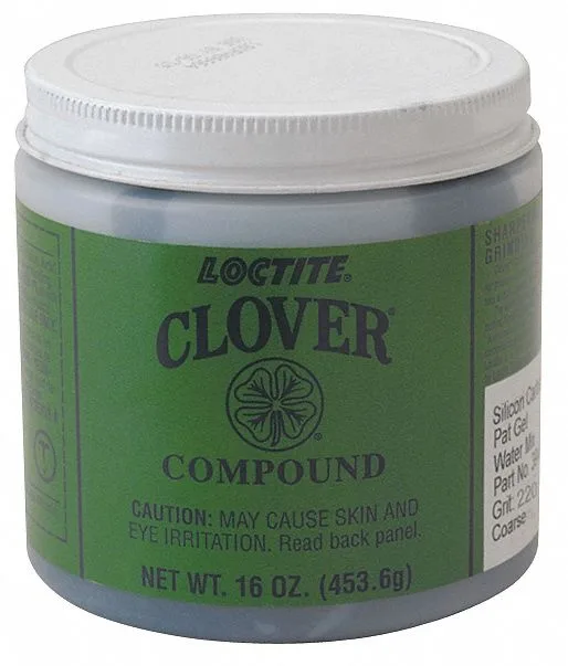 Gray silicon carbide gel water compound in a jar, 220 grit
