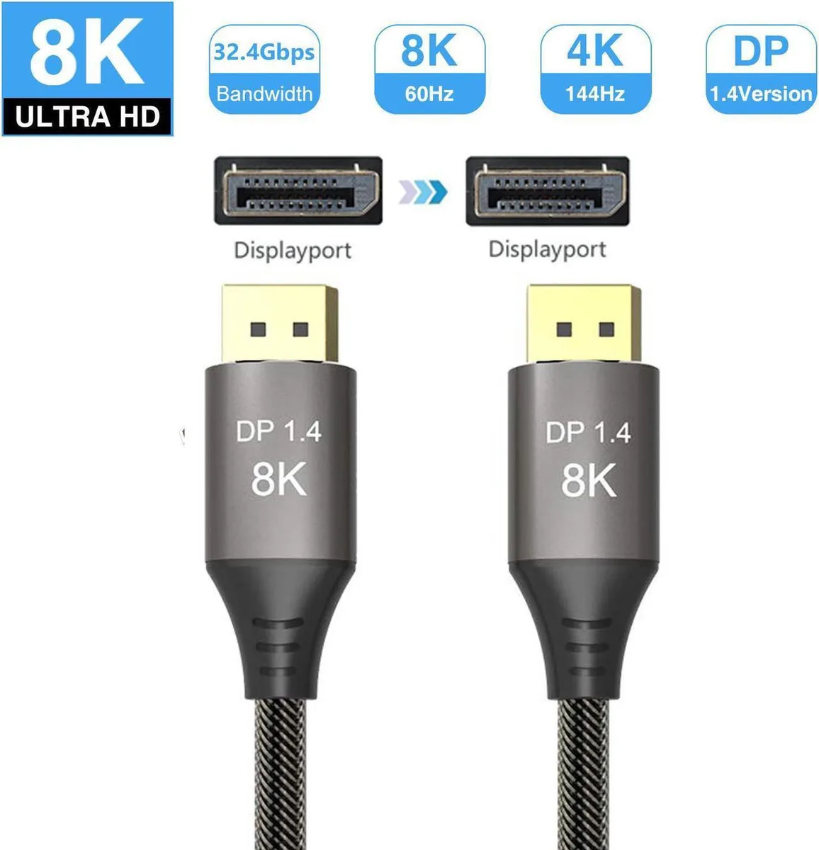 Vszerda Vszerda DisplayPort 1.4 cable 16.4 ft 8K@60Hz 4K@144Hz — product photo
