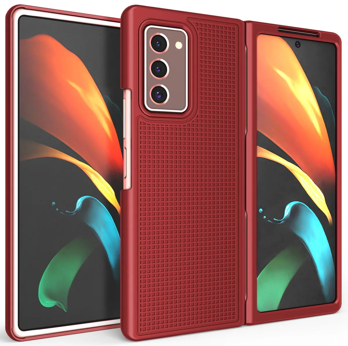 Nakedcellphone Nakedcellphone Grid Case Slim Protective Cover Red for Samsung Galaxy Z Fold 2 5G (SM-F916) — product photo