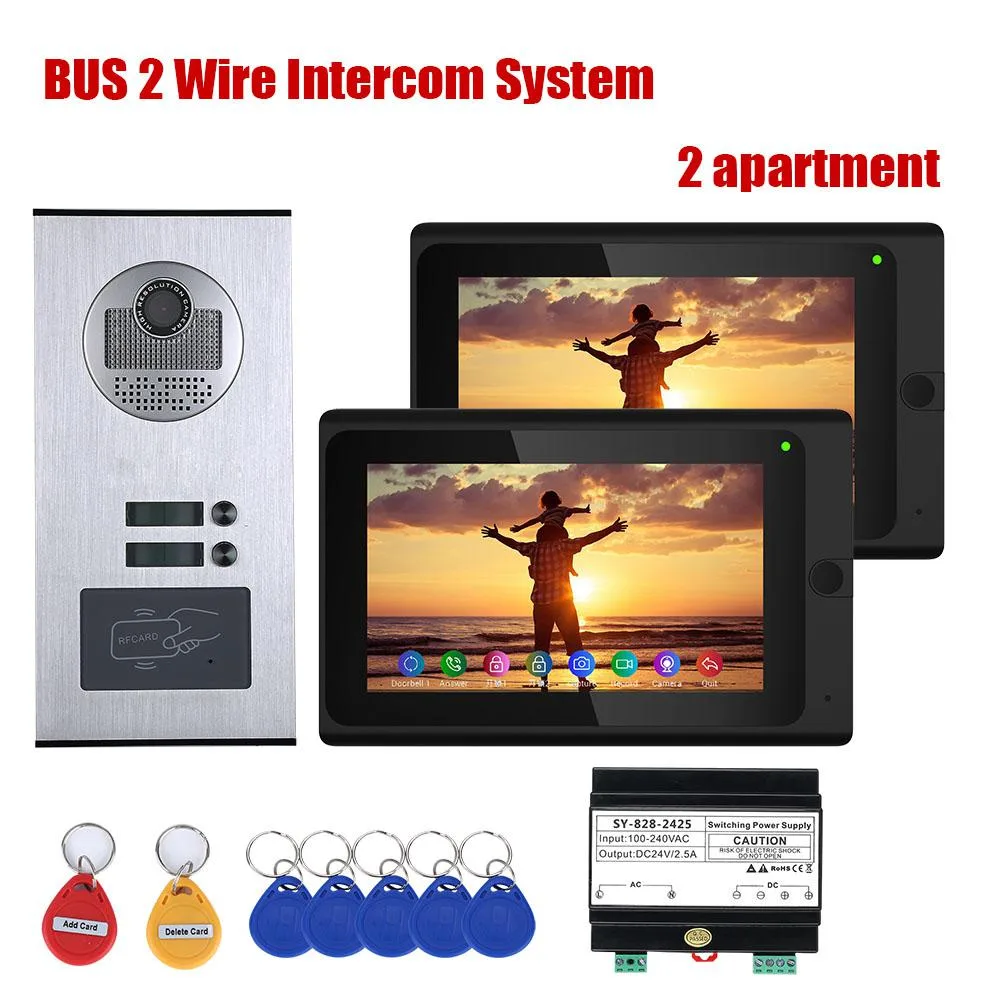 visiPower visiPower 7 Inch Wired WiFi 7 Video Door Phone Intercom Kit 1 Doorbell + 2 Monitors — product photo
