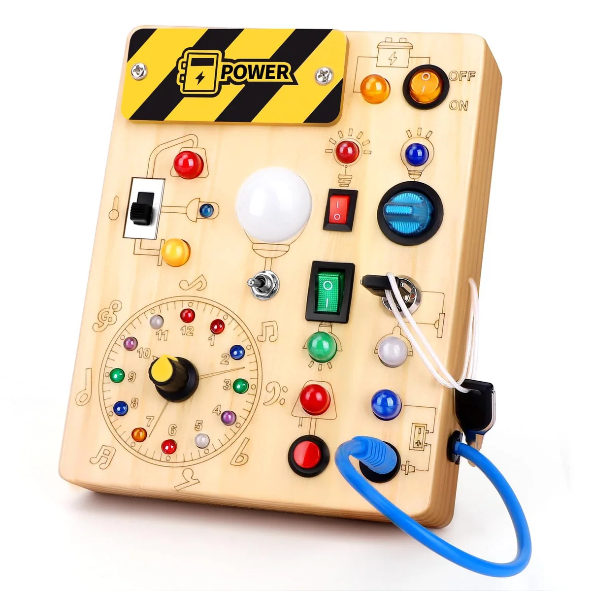  Grarain Busy Board Clocks Edition 23 LED Wood 6.7 x 5.3 x 1.1 inches — product photo