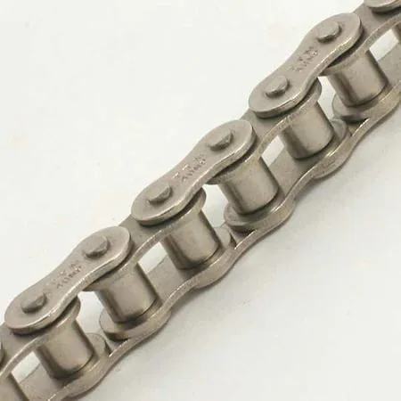 10 ft nickel plated steel roller chain, single strand, riveted pins