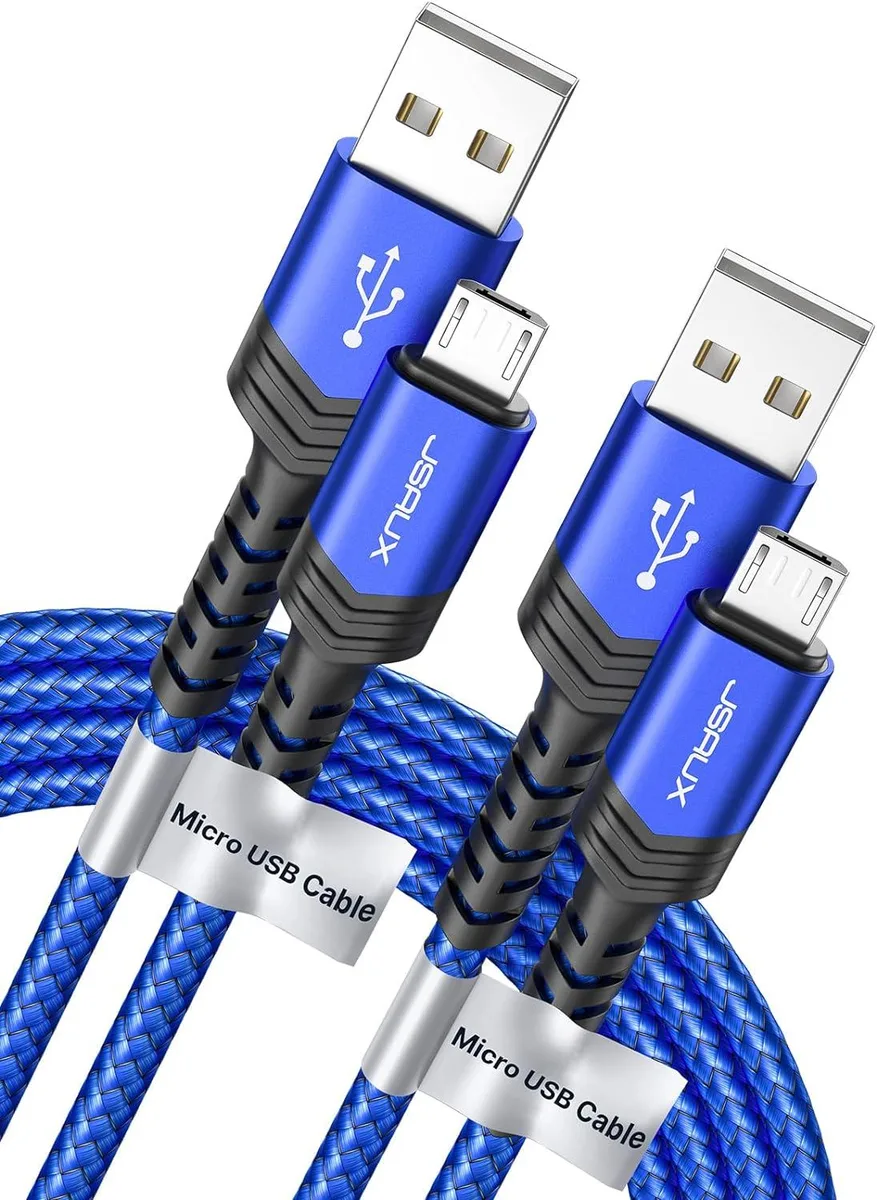 RUOCLRIS RUOCLRIS Micro USB Cable 2-Pack 6.6ft Nylon Braided 2.4A 480Mbps Blue — product photo