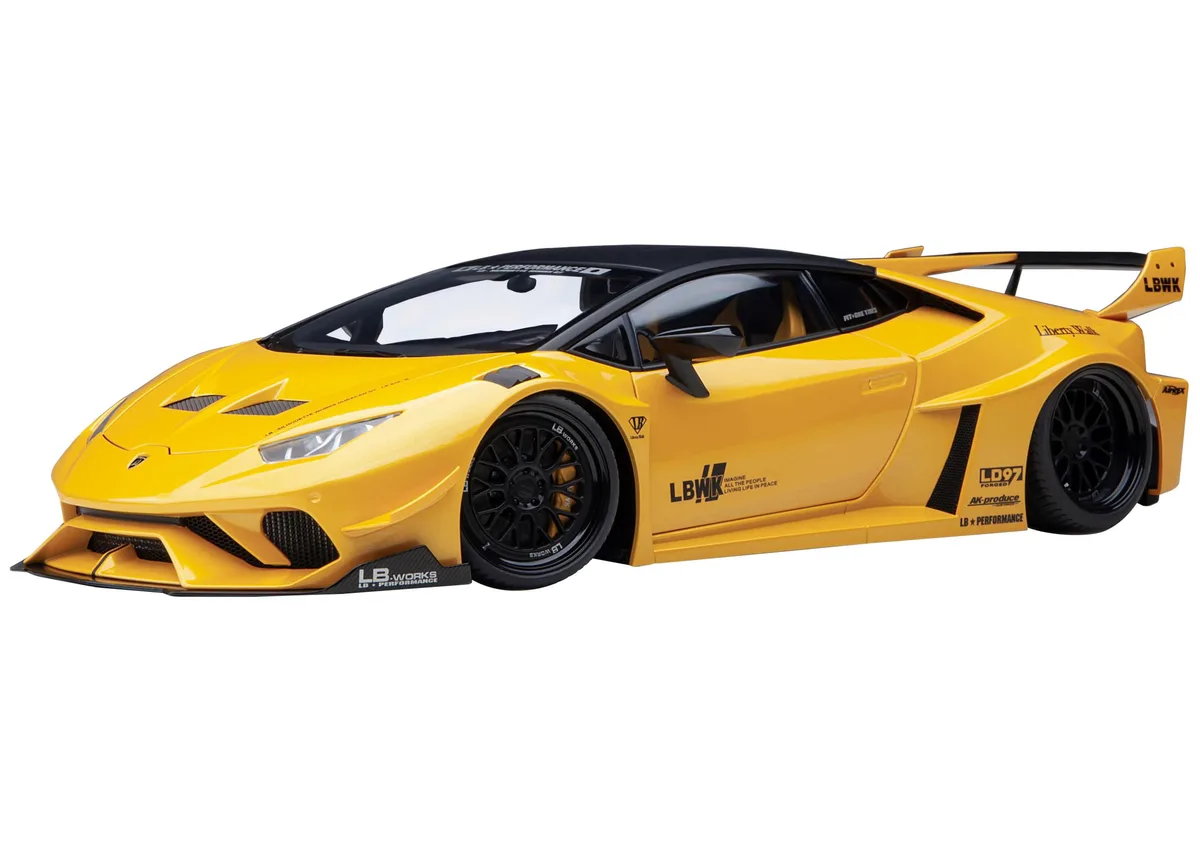 Autoart Autoart Lamborghini Huracan GT "LB-Silhouette Works" Yellow Metallic Black Top 1/18 hobby collectible — product photo