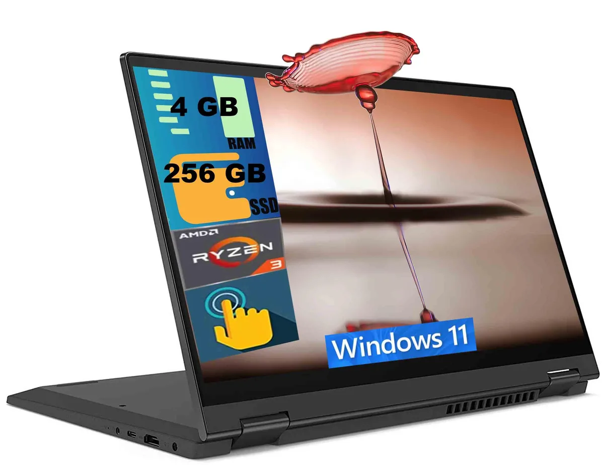 Lenovo Lenovo IdeaPad Flex 5 14 laptop, AMD Ryzen 3 4300U, 4GB RAM, 256GB SSD, 14.0" FHD touch, Gray — product photo