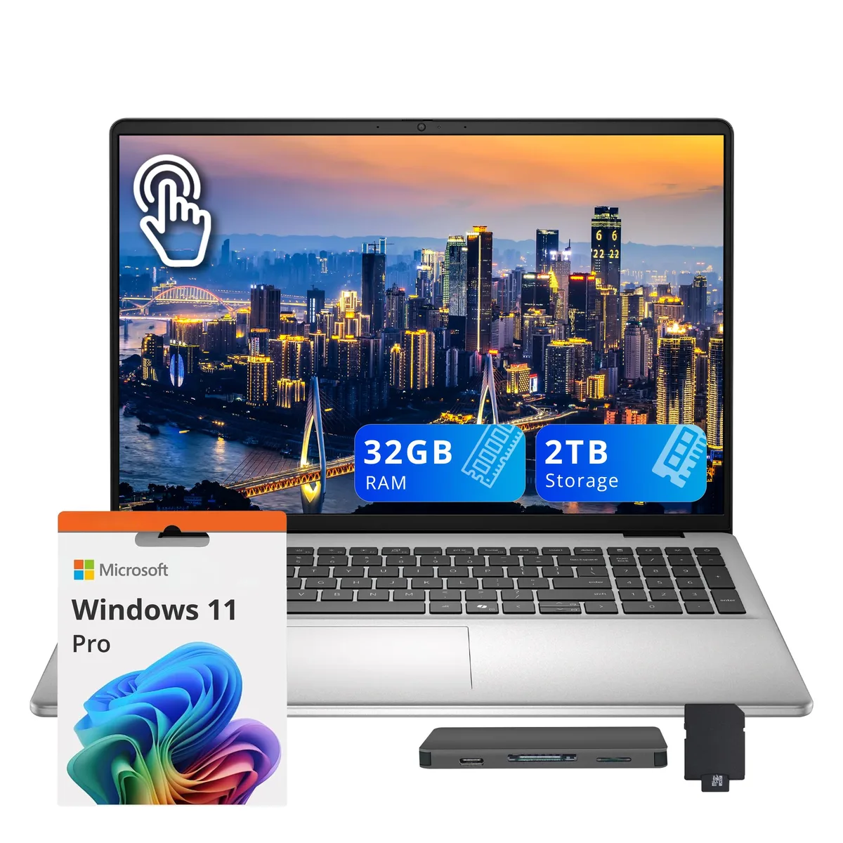 DELL Dell Inspiron 16 FHD+ Touchscreen Business Laptop Core 5 120U 32GB 1TB SSD + 1TB Dock Silver — product photo
