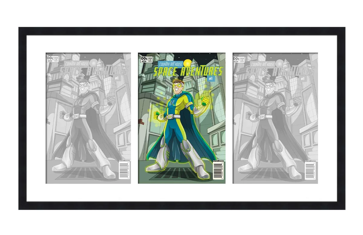 CustomPictureFrames.com CustomPictureFrames.com Black Comic Book Frame 3 Openings 7.75x10.5 Home Accent — product photo