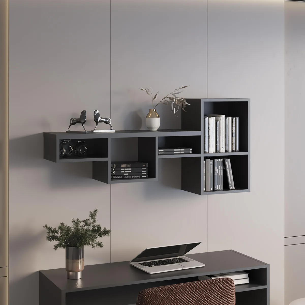 tuphen tuphen bookshelf 22" H 47.20" W 9.90" D 7 shelves black — product photo