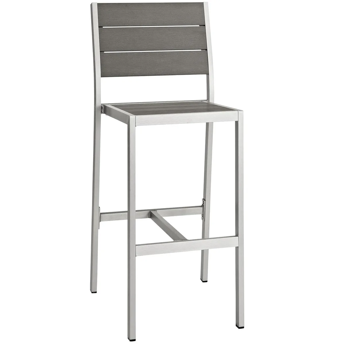 Modway Furniture Modway Furniture Shore Outdoor Armless Bar Stool Silver Gray 23.5"L x 18"W x 44.5"H — product photo
