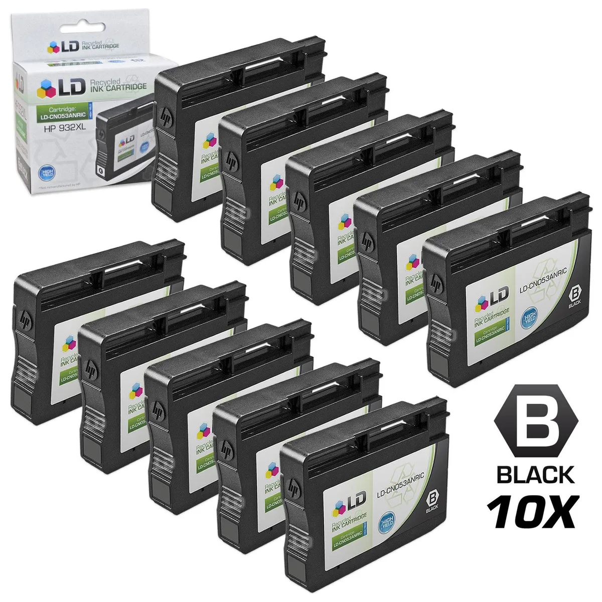 LD Products LD Products HP 932XL CN053AN Compatible Black Ink Cartridges 10-Pack — product photo