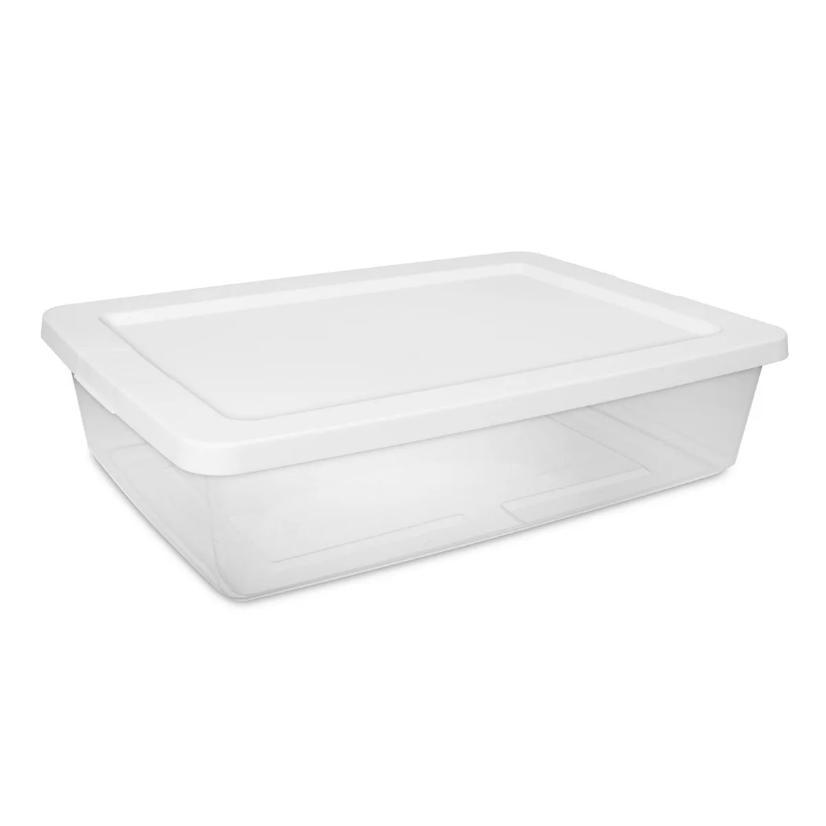 Sterilite Sterilite 28 qt Clear Storage Bin with Snap-On Lid, White — product photo