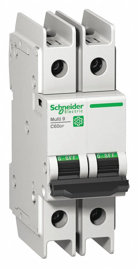 Schneider Electric miniature circuit breaker, 30A, 2-pole, C curve, light grey plastic housing