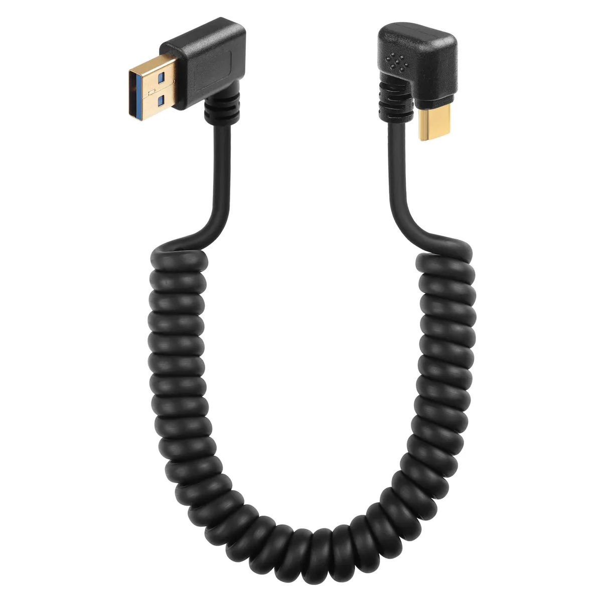 BUCIER BUCIER U Shape USB-C Spring Cable 5Gbps 90° Right 0.4m/1.3m — product photo