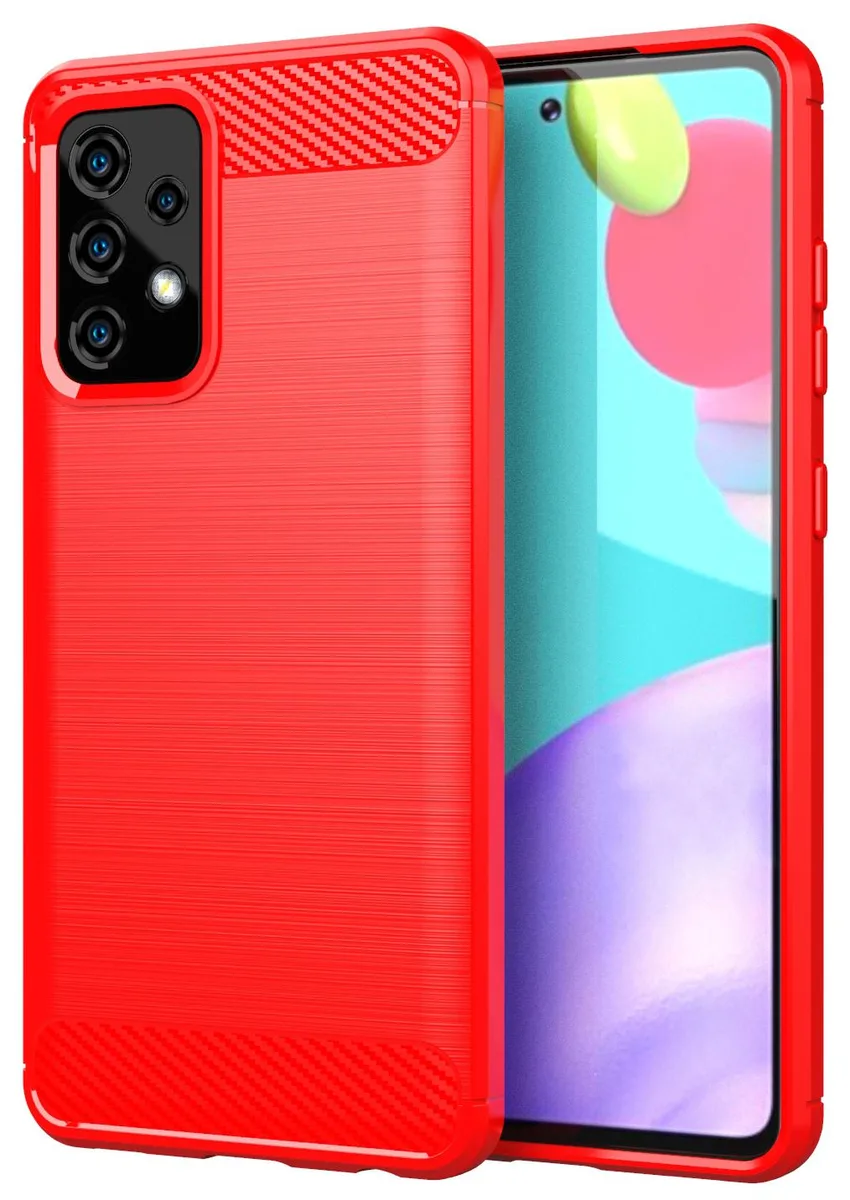 Nakedcellphone Nakedcellphone Flexible Carbon Fiber Pattern Case Cover Red for Samsung Galaxy A52 5G — product photo