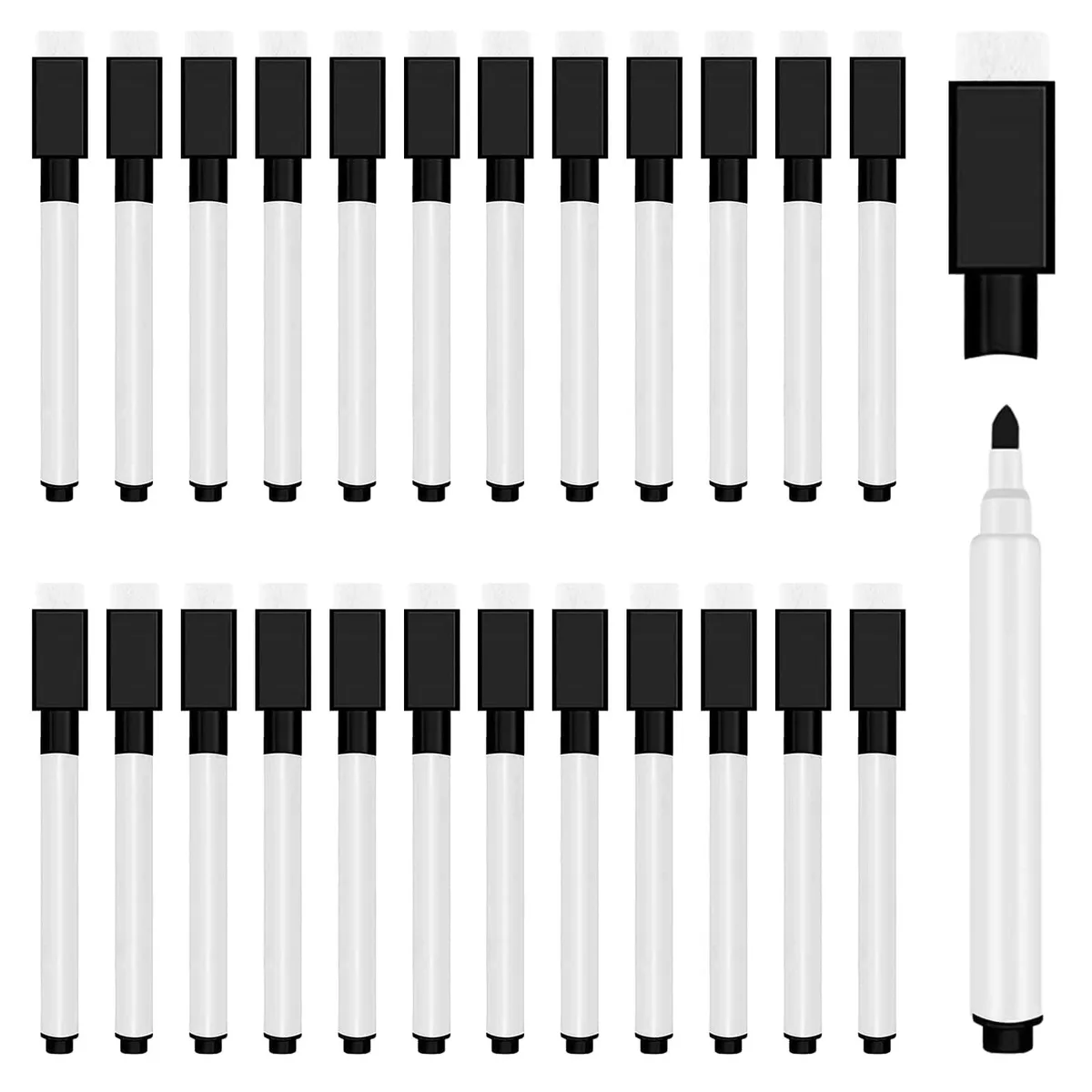  JEFURE Mag Pen-BK-25PCS Dry Erase Markers Fine Point .5mm Black 25 Pack — product photo