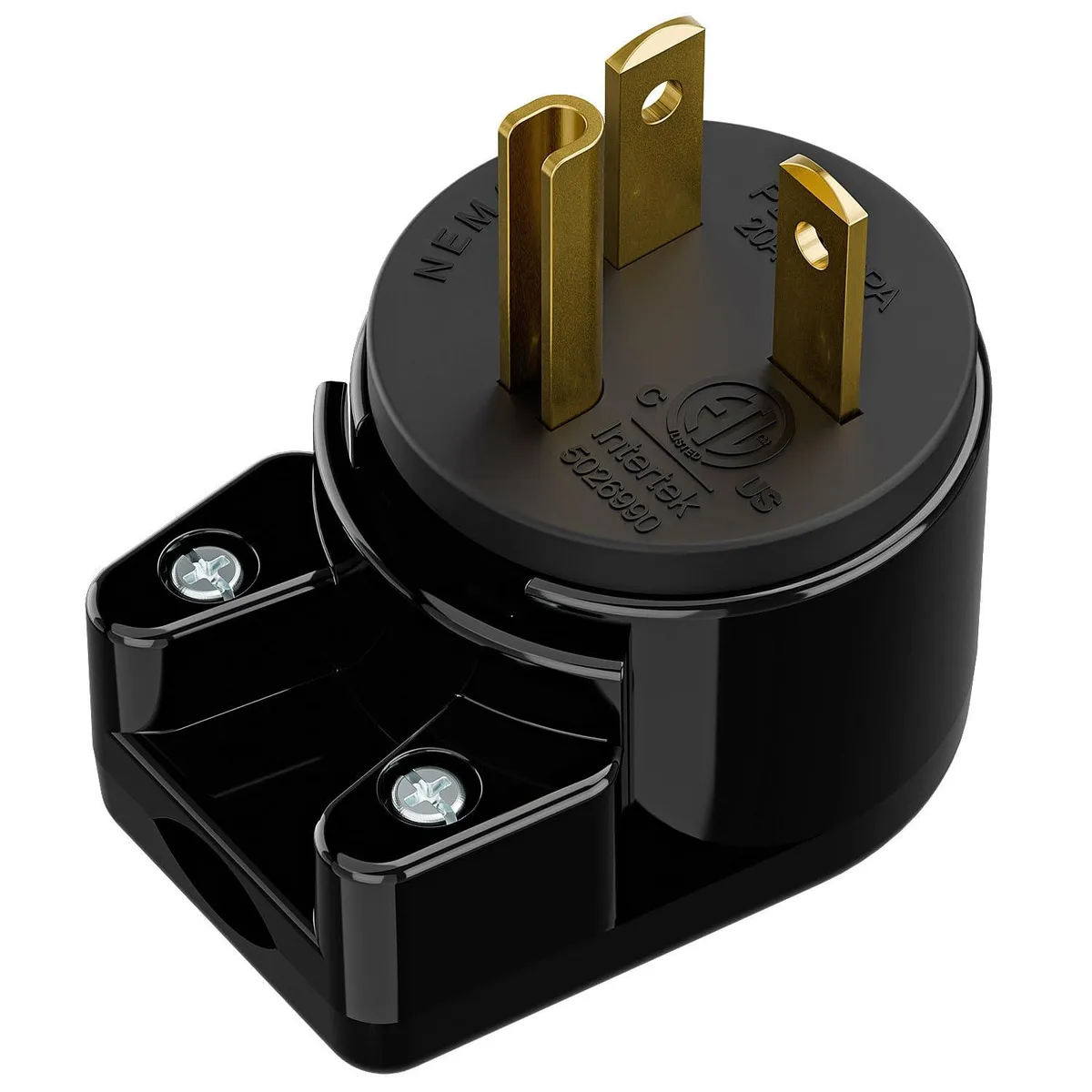LORDWORLD LORDWORLD Right Angle ETL 5-20P 20A 125V Rotatable AC Plug Black — product photo