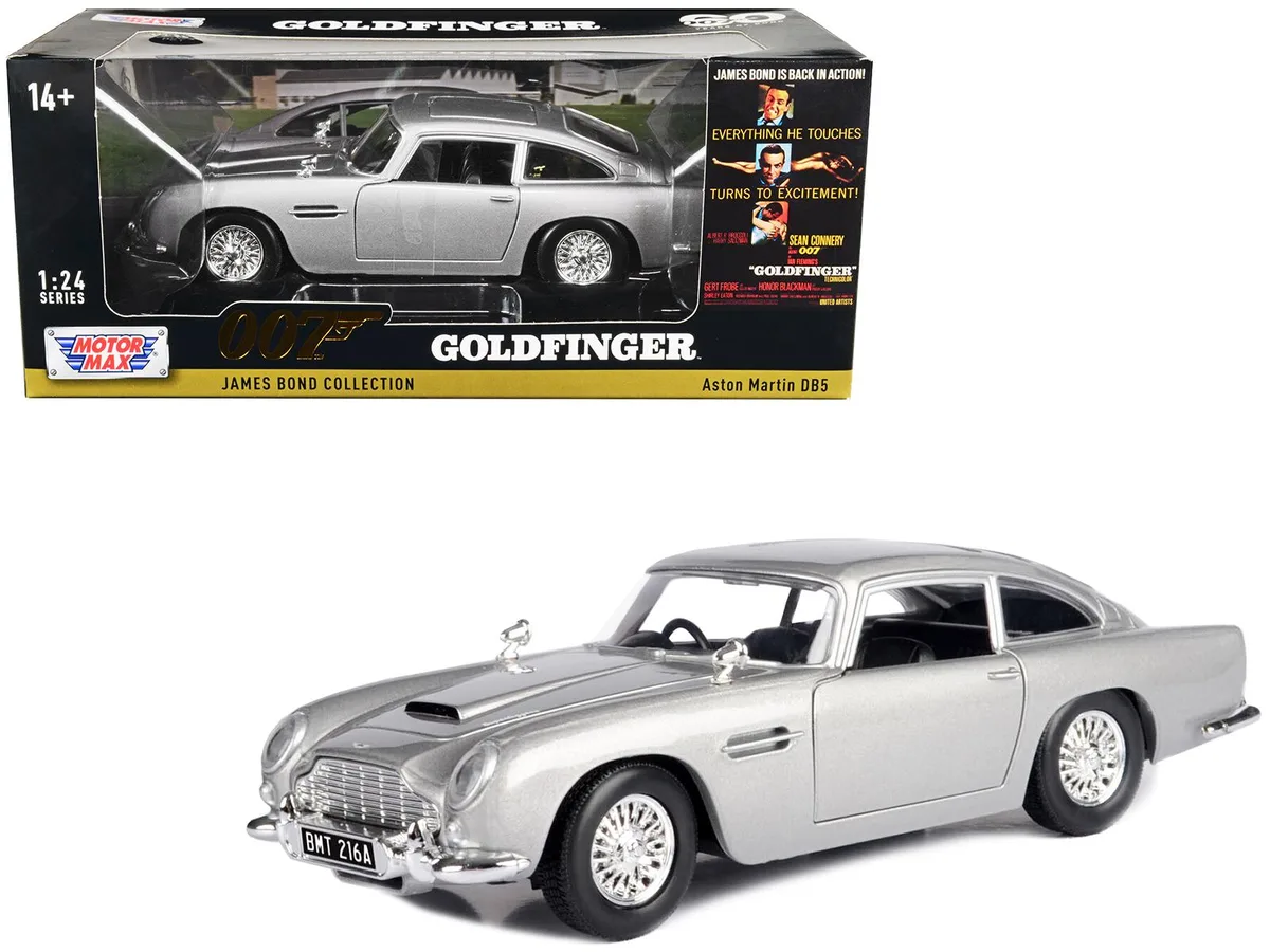 MOTORMAX MOTORMAX Aston Martin DB5 RHD Silver Metallic James Bond 007 "Goldfinger" 1/24 Diecast Car — product photo
