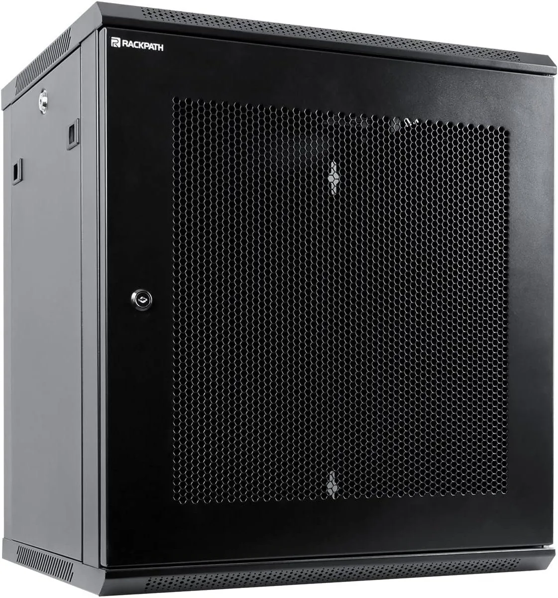 PISKEKAT PISKEKAT 12U Wall Mount Server Rack, Perforated Door, Quiet Fan, Black — product photo