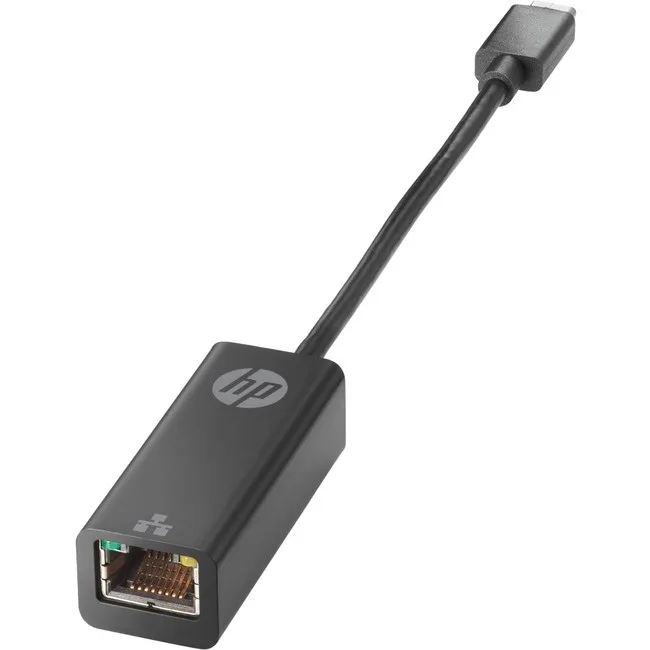 Compact HP USB-C to RJ45 network adapter in matte finish