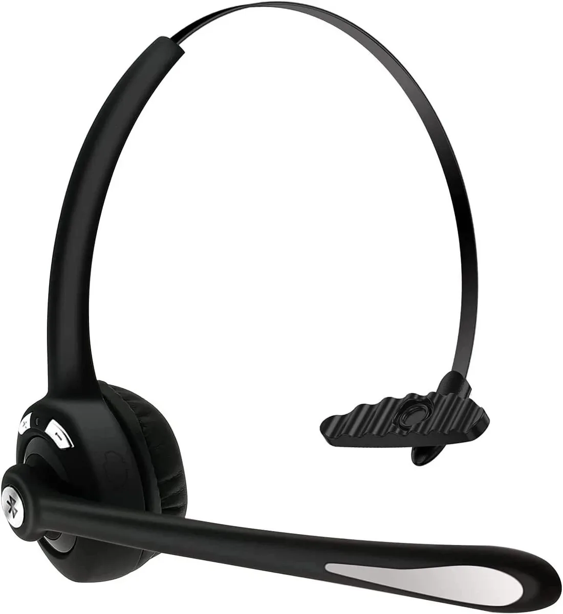 Mono Bluetooth 5.1 headset with boom mic, matte black finish