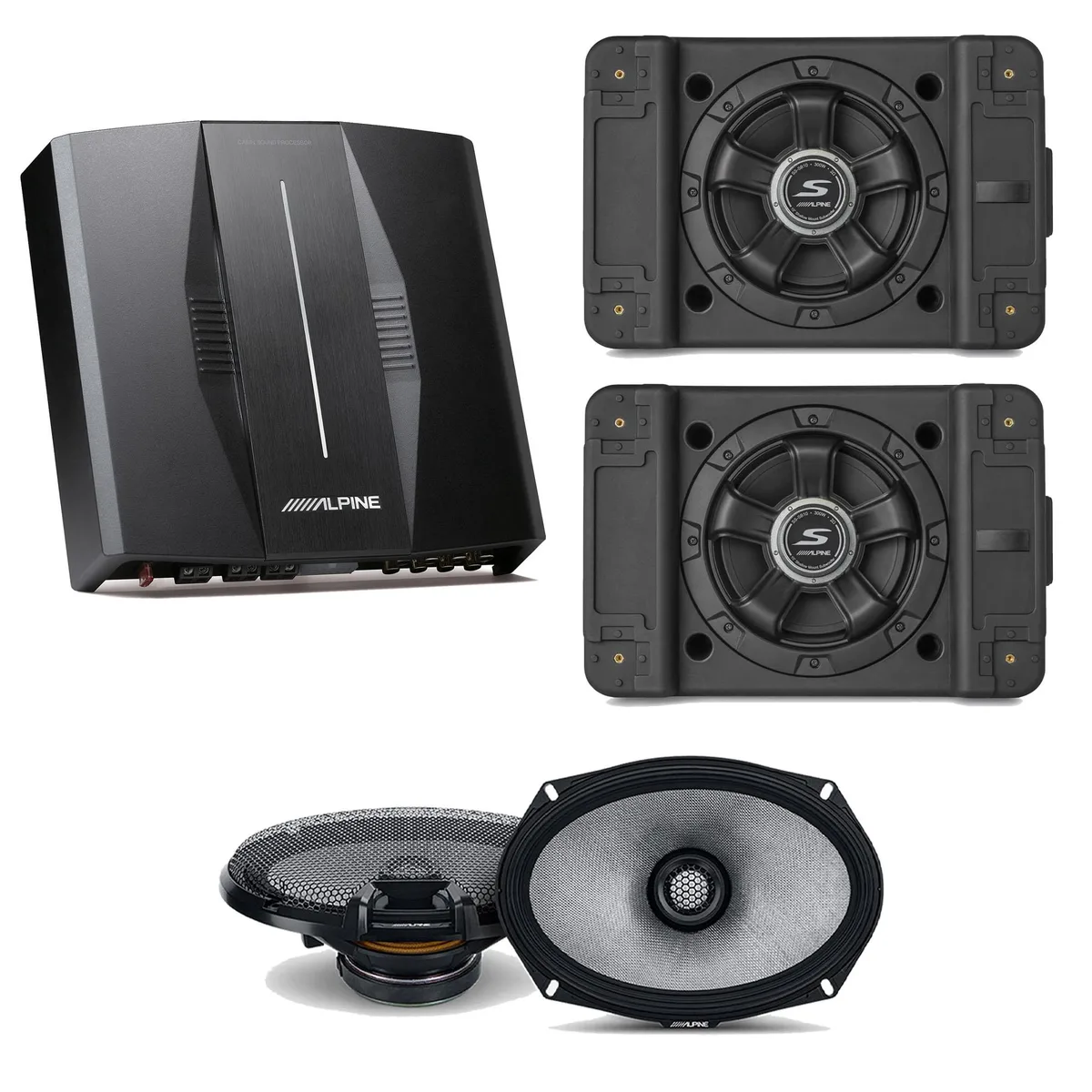 Alpine Alpine PXE-C80-88 OPTIM8 8-Channel Processor with 2x SS-SB12 Subwoofers and R2-S69 Speakers — product photo
