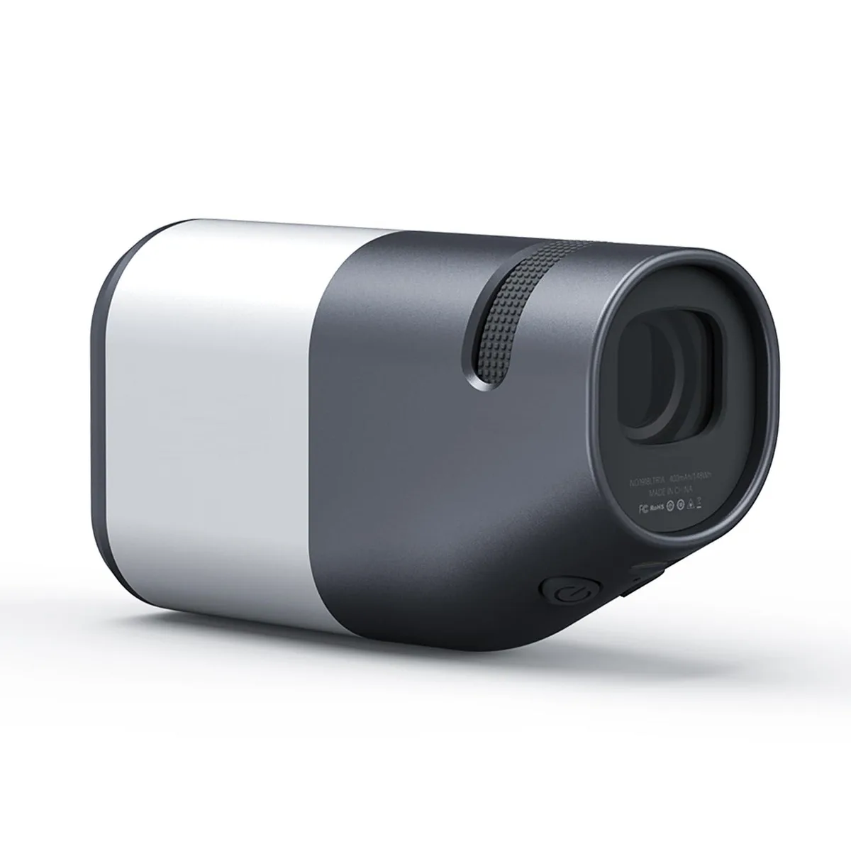 Grey handheld golf rangefinder with 6x magnification, rubber grip, LCD screen and Type-C port
