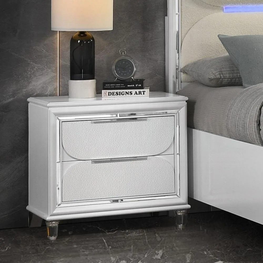 tuphen tuphen Pearl White 2-Drawer Nightstand with Acrylic Crystal Legs — product photo