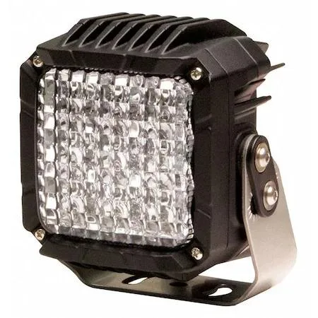 Square aluminium flood light with clear polycarbonate lens, pigtail wiring, 12-24V DC