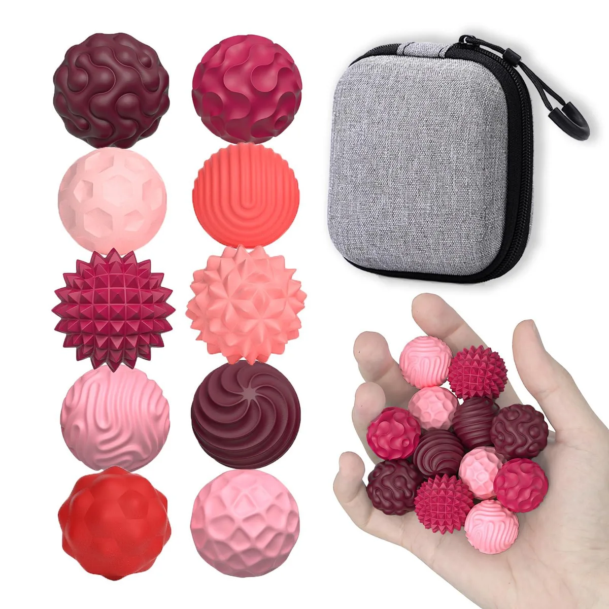  10 Textured Silicone Magnetic Fidget Balls with Case — product photo