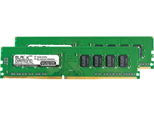 Black Diamond Memory Black Diamond Memory BD16GX22133MQ25 32GB (2 x 16GB) DDR4 2133 desktop RAM — product photo