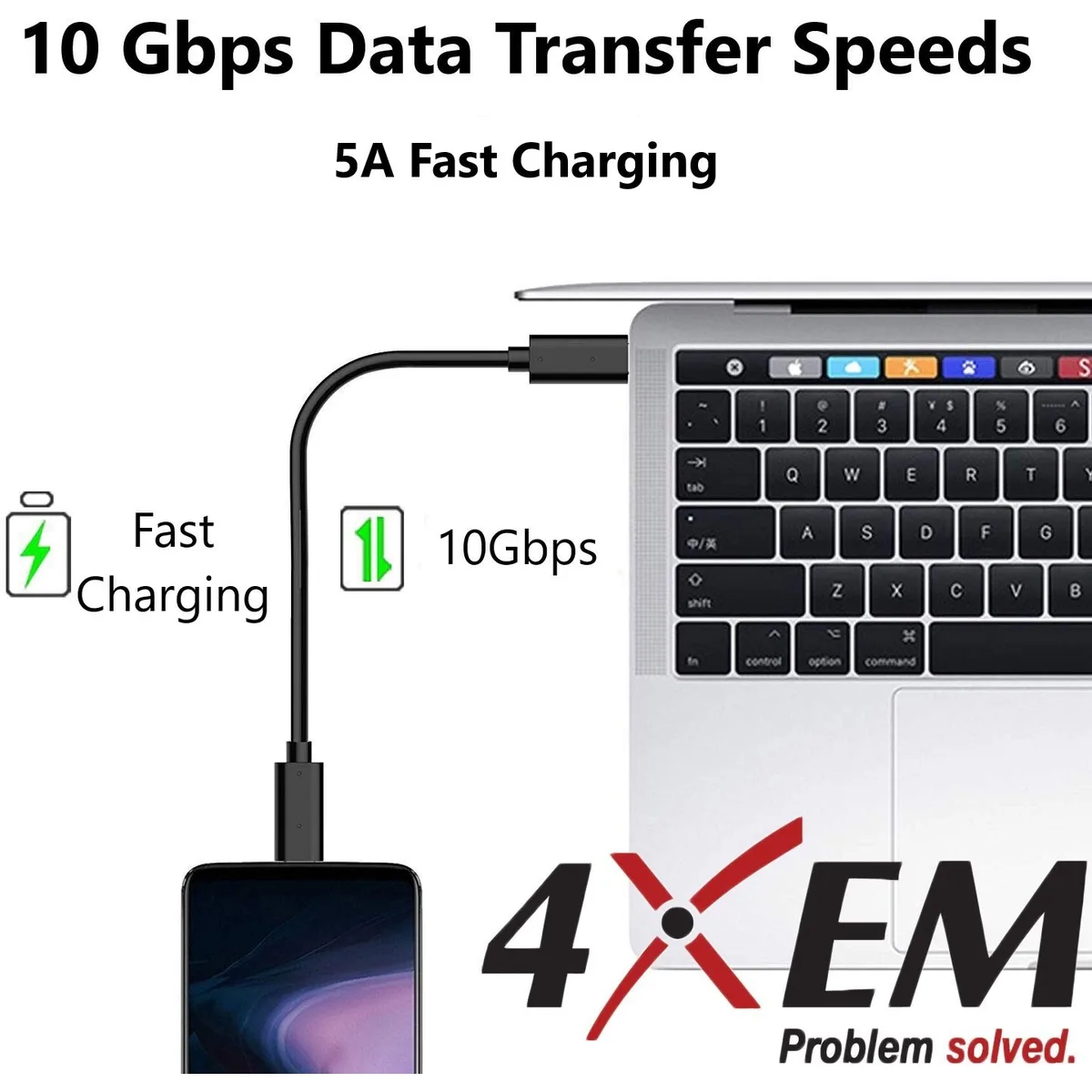 4XEM 4XEM 4XUSBCC31G210 USB-C to USB-C cable 10Gbps 10ft — product photo