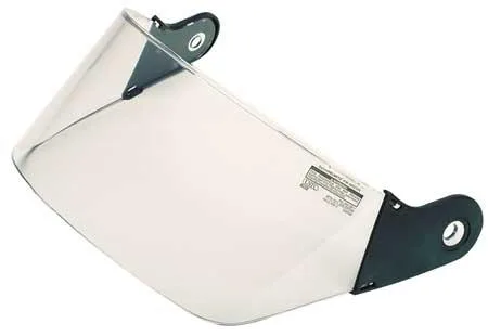 Clear polycarbonate fire-rescue visor with nylon wing protector, 4in height, anti-fog and anti-scratch coatings