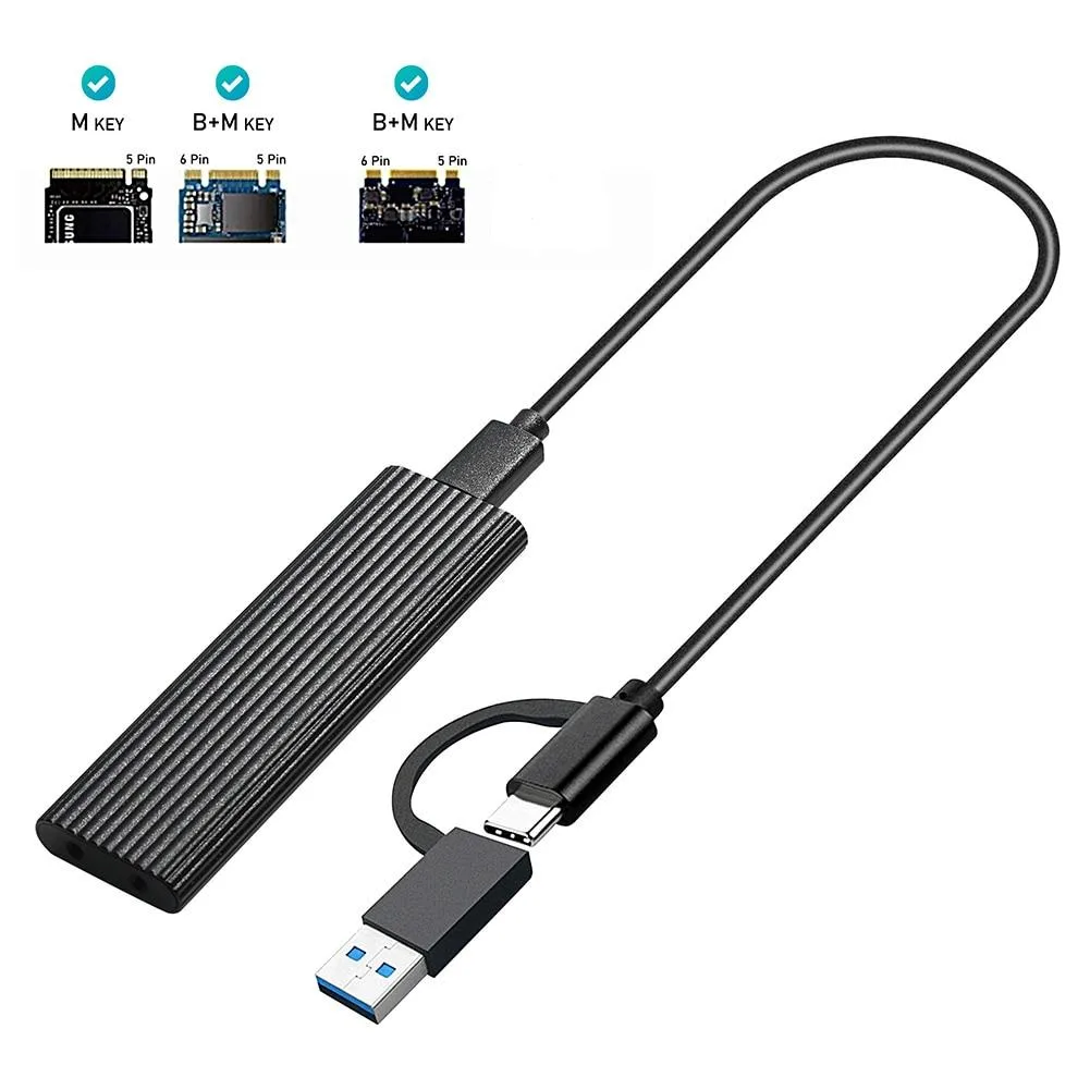 YINGHUA YINGHUA M.2 SSD Enclosure 10Gbps Dual Protocol Type-C Black — product photo