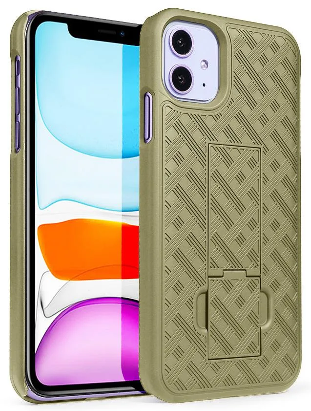 Nakedcellphone Nakedcellphone Ribbed Slim Case with Kickstand Champagne Gold for iPhone 11 — product photo
