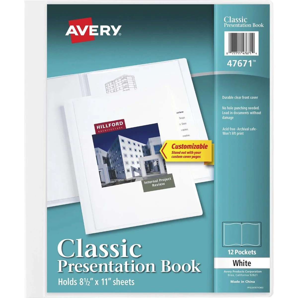 Avery Avery 47671 Presentation Book 12 Pockets 11"x8 1/2" White — product photo